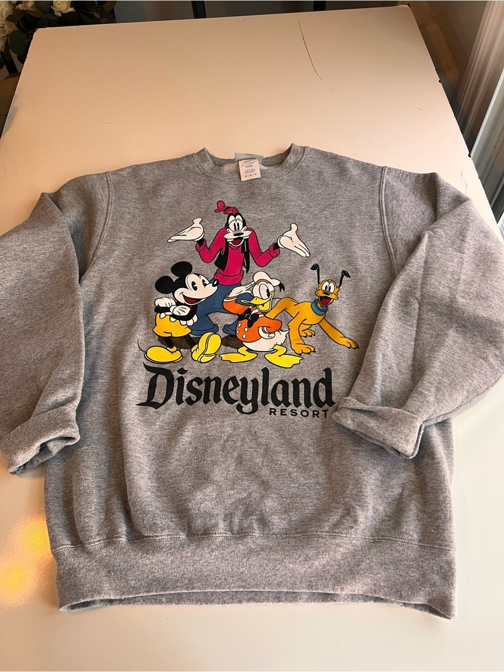 Disney Gray Crewneck Sweatshirt with Mickey & Friends Graphic